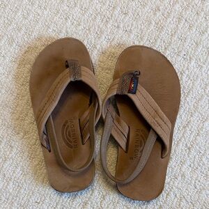 Rainbow Tan Leather Flip-Flops